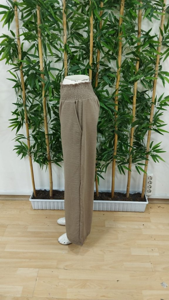 Kadın Yüksek Bel Lastikli Ithal Krep Pantolon, 25229 - Image 7