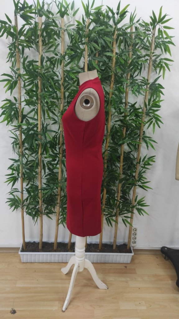 Kadın Omuzlardan Açık Bisiklet Yaka Janjan Krep Elbise , 25263 - Image 6
