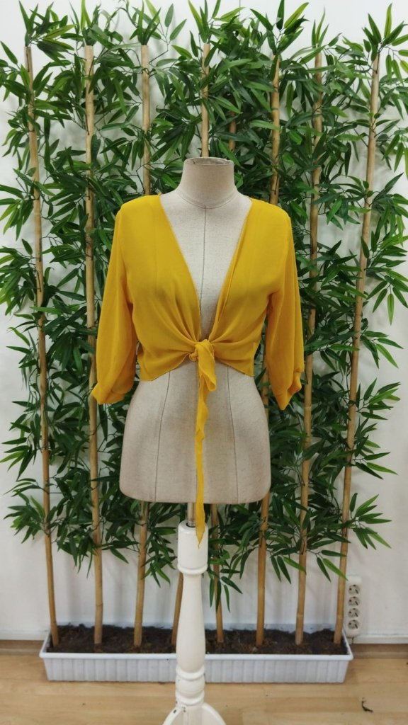 Kadın Fakir Kollu önden Bağlamalı Kısa şifon Bolero Ceket, 25326 - Image 5