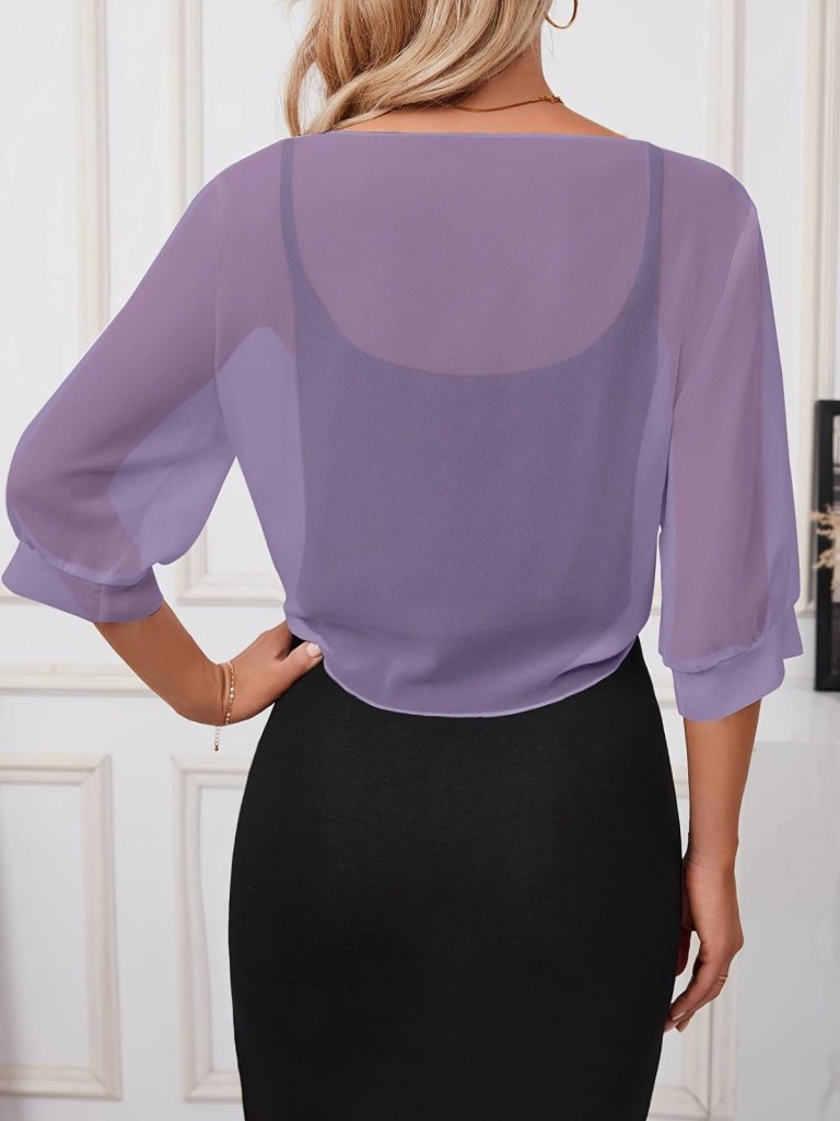 Kadın Fakir Kollu önden Bağlamalı Kısa şifon Bolero Ceket, 25327 - Image 2