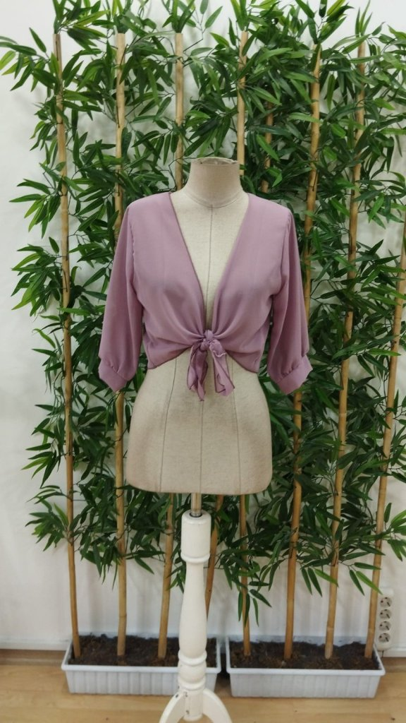 Kadın Fakir Kollu önden Bağlamalı Kısa şifon Bolero Ceket, 25327 - Image 5