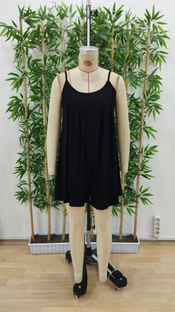 Kadın Ip Askılı Yuvarlak Yakalı Pileli Viskon Tulum, 25402 - Image 6