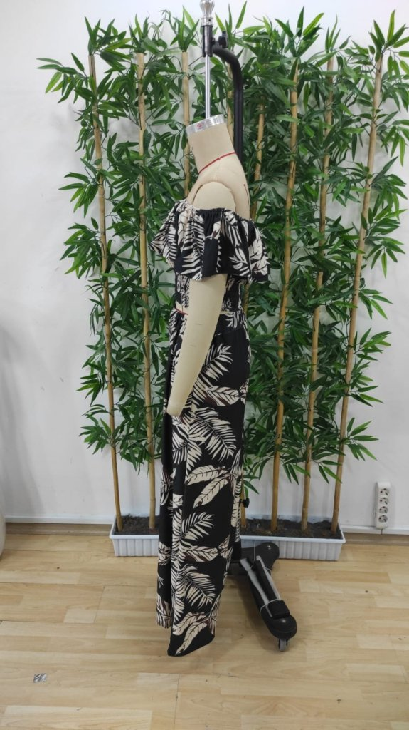 Kadın Kısa Kollu Madonna Fırfır Yaka Crop Süprem Bluz Ve Pantolon Ikili Takım , 25407 - Image 7