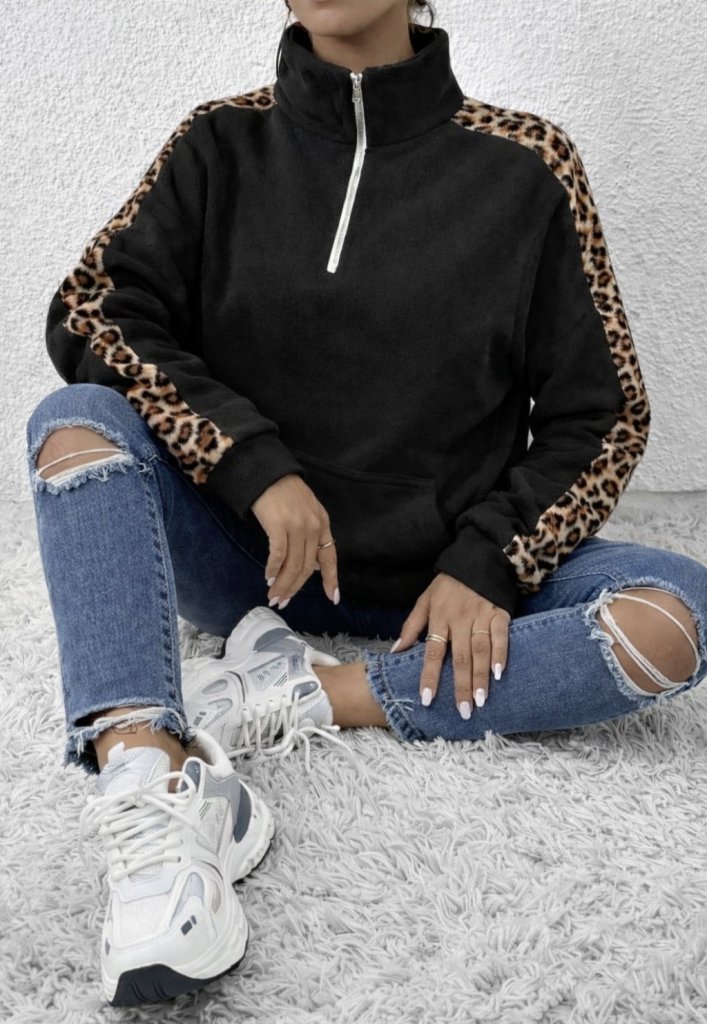 Kadın Uzun Kollu Balıkçı Yaka önden Fermuarlı Polar Bluz, 22517