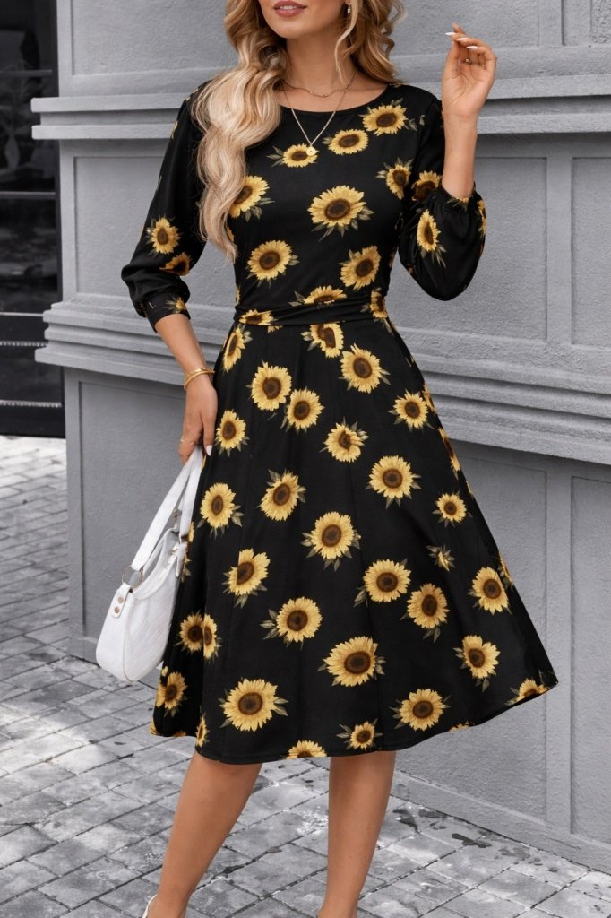 Kadın Fakir Kol Bisiklet Yaka Midi Mikro Elbise, 22598