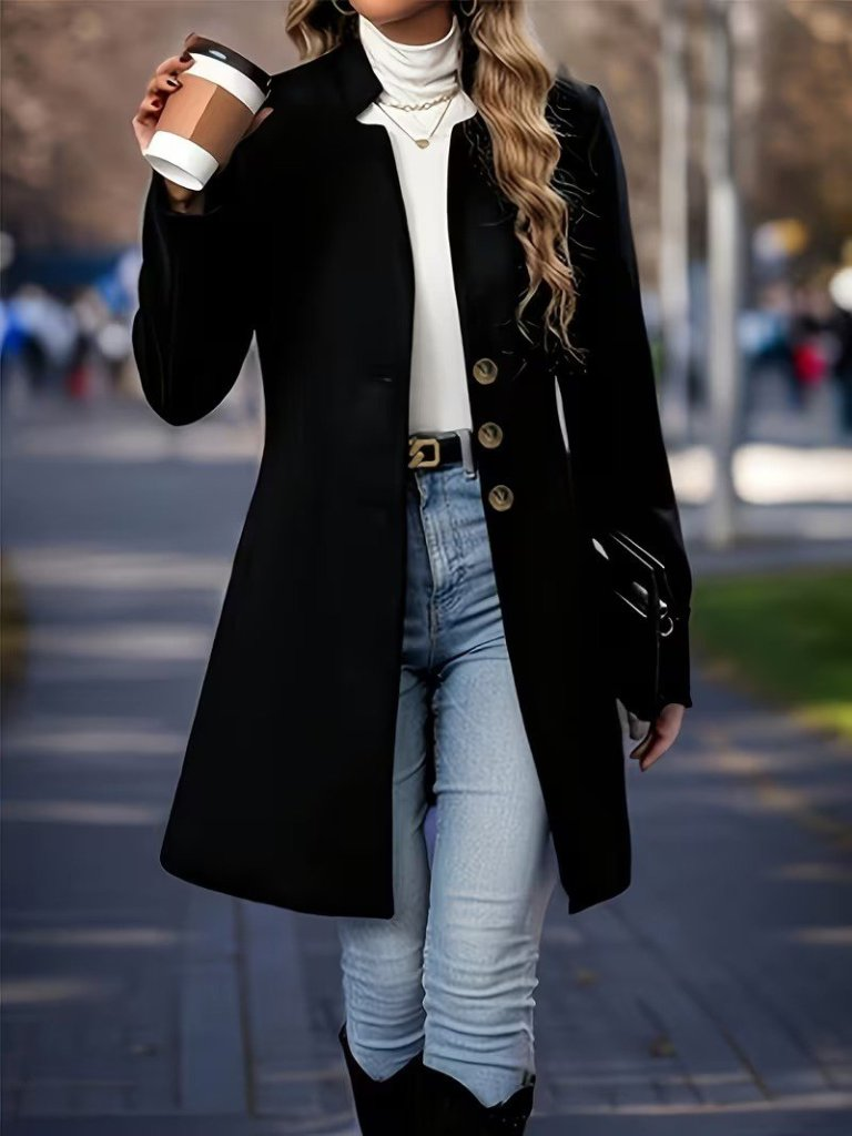 Kadın Uzun Kollu Hakim Yakalı önden Düğmeli Ithal Kaşe Astarsız Kısa Kaban, 30597