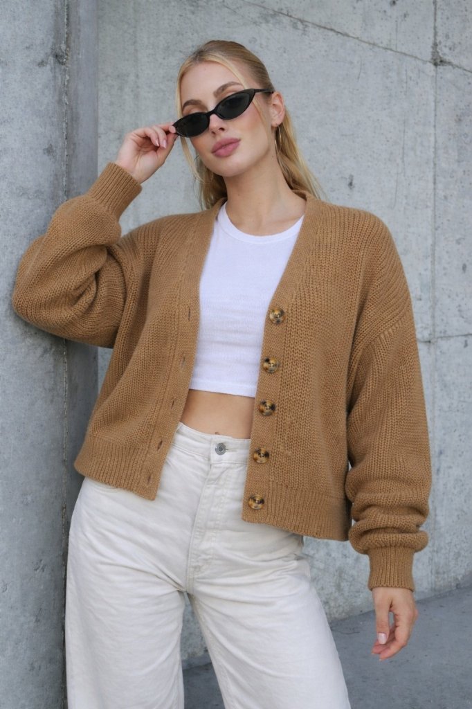 Kadın Beş Düğme Büyük Beden Triko Hırka, 13311