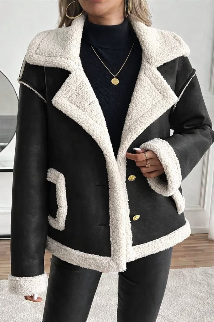 Kadın Uzun Kollu Yakalı önden Düğmeli Cep Detaylı Süet Ceket, 31043