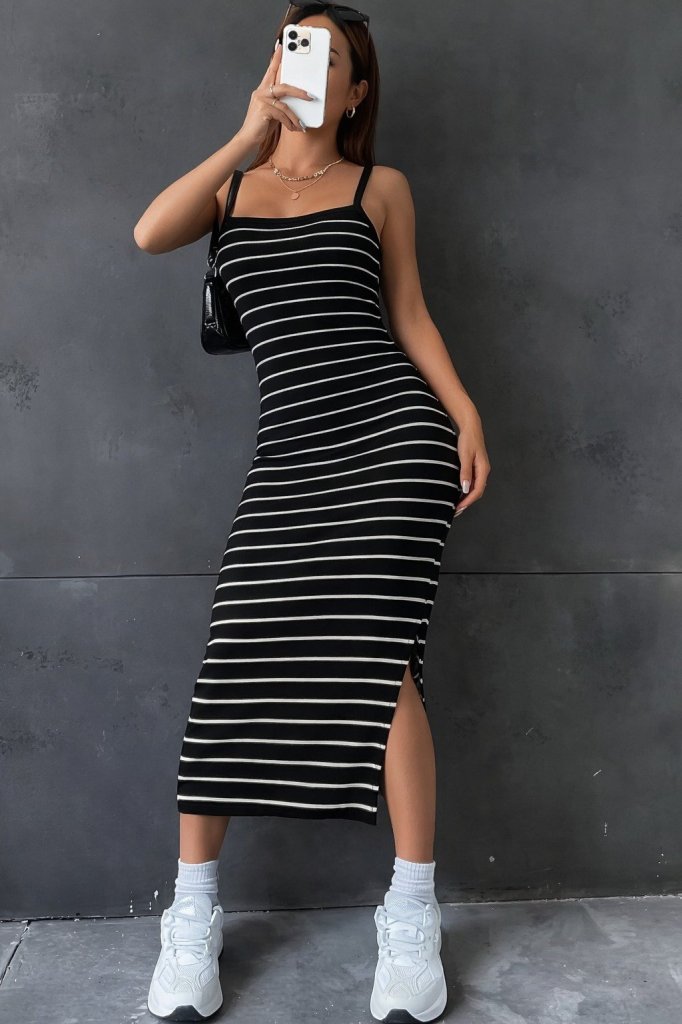 Kadın Askılı Yandan Yırtmaçlı Uzun Ottoman Elbise, 31274