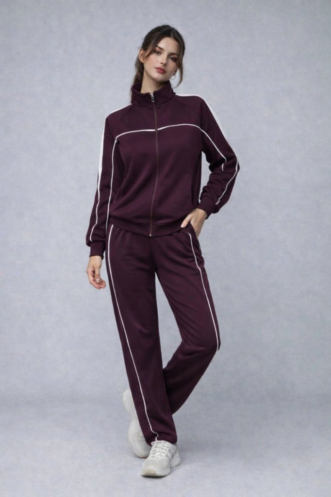 Kadın Uzun Kollu önden Fermuarlı Bluz Ve Pantolon Modal Ikili Takım , 31309