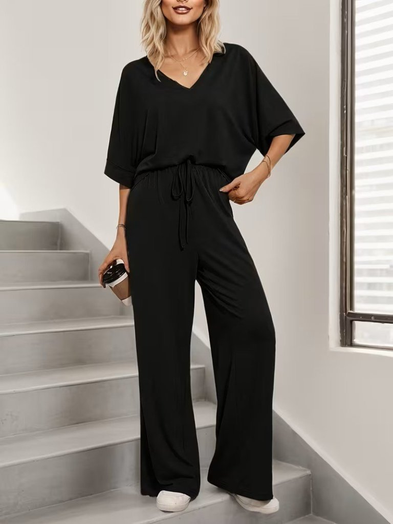 Kadın Kısa Kollu V Yakalı Viskon Bluz Ve Pantolon Ikili Takım , 31570