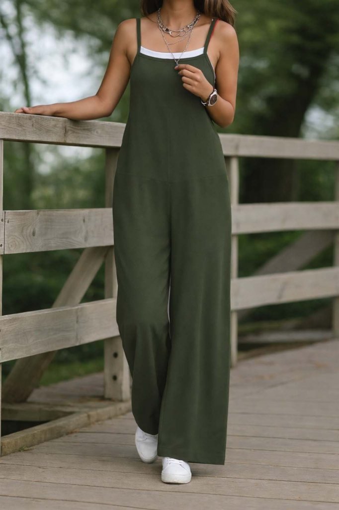 Kadın Askılı Yandan Fermuarlı Geniş Paçalı Valencia Tulum, 31595