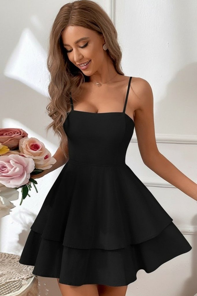 Kadın Ip Askılı Fırfırlı Arkadan Bağlamalı Janjan Krep Elbise , 32151