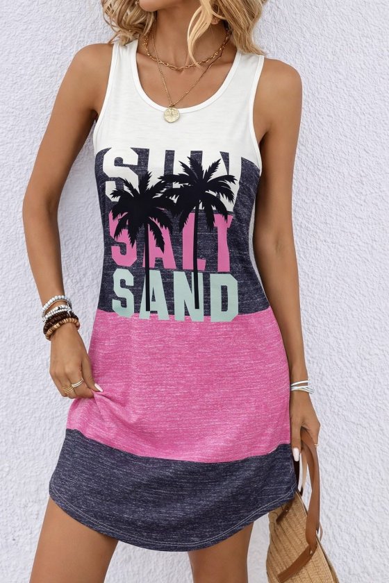 Kadın Askılı Yuvarlak Yakalı çok Renkli Kısa Süprem Elbise , 32449