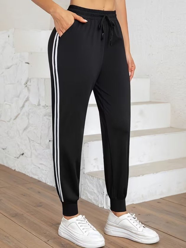 Kadın Yüksek Bel Yanı şerit Detaylı Viskon Iki Iplik Eşofman Altı, 32580