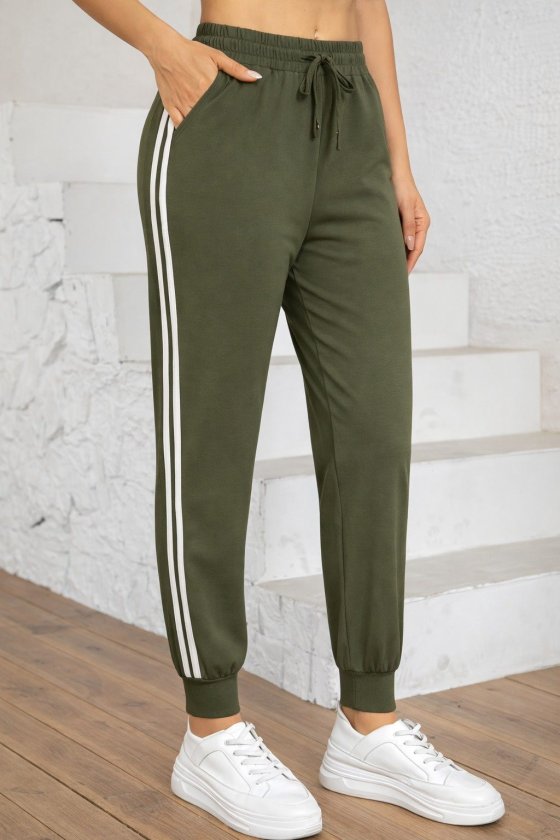 Kadın Yüksek Bel Yanı şerit Detaylı Viskon Iki Iplik Eşofman Altı, 32583