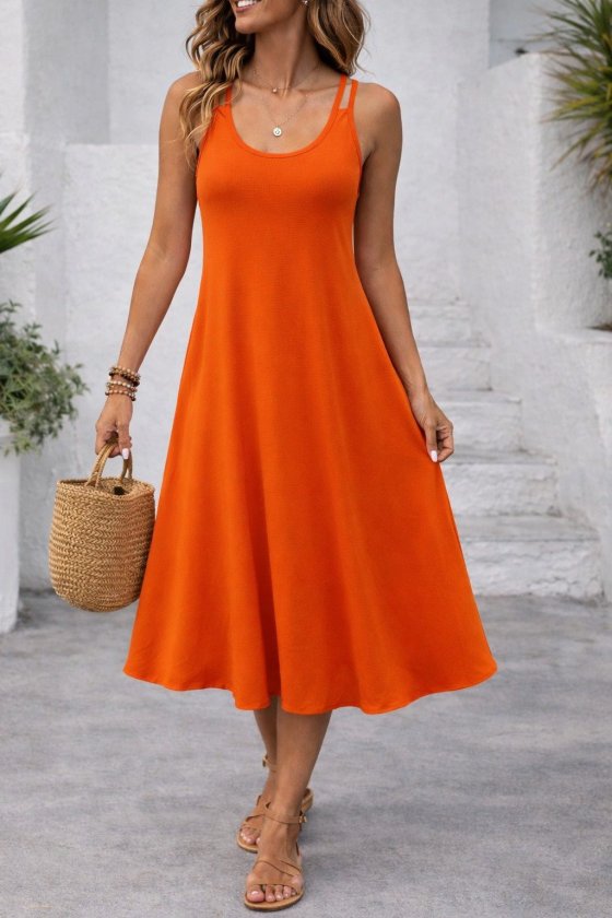 Kadın Askılı Yuvarlak Yakalı Kiloş Uzun Viskon Elbise, 32877