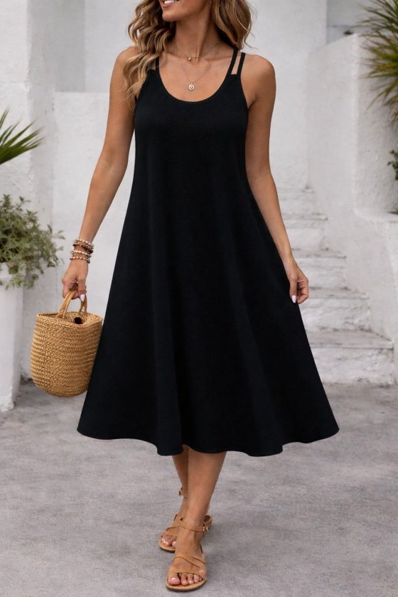 Kadın Askılı Yuvarlak Yakalı Kiloş Uzun Viskon Elbise, 32879