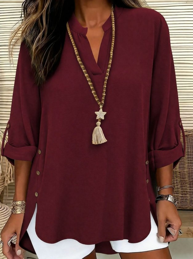 Kadın Truvakar Kol Hakim Yakalı Yandan Düğme Detaylı Aerobin Bluz , 33035