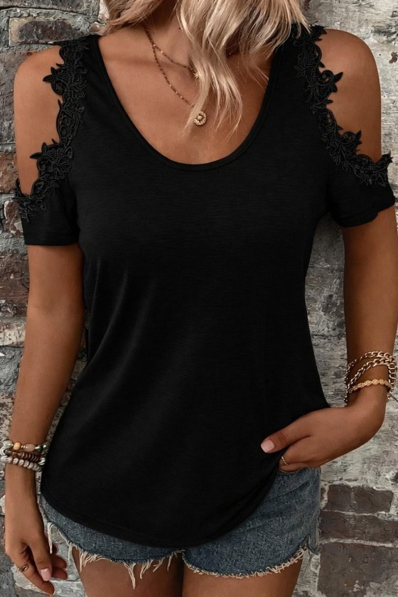 Kadın Omuzlardan Açık Yuvarlak Yakalı Viskon Bluz , 33049