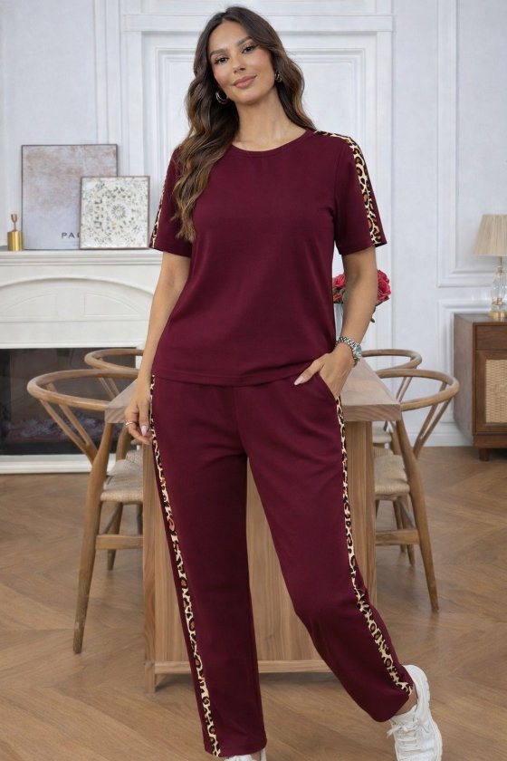 Kısa Kollu Bısıklet Yakalı Viskon Iki Iplik Bluz Ve Pantolon Ikili Takım, 33267