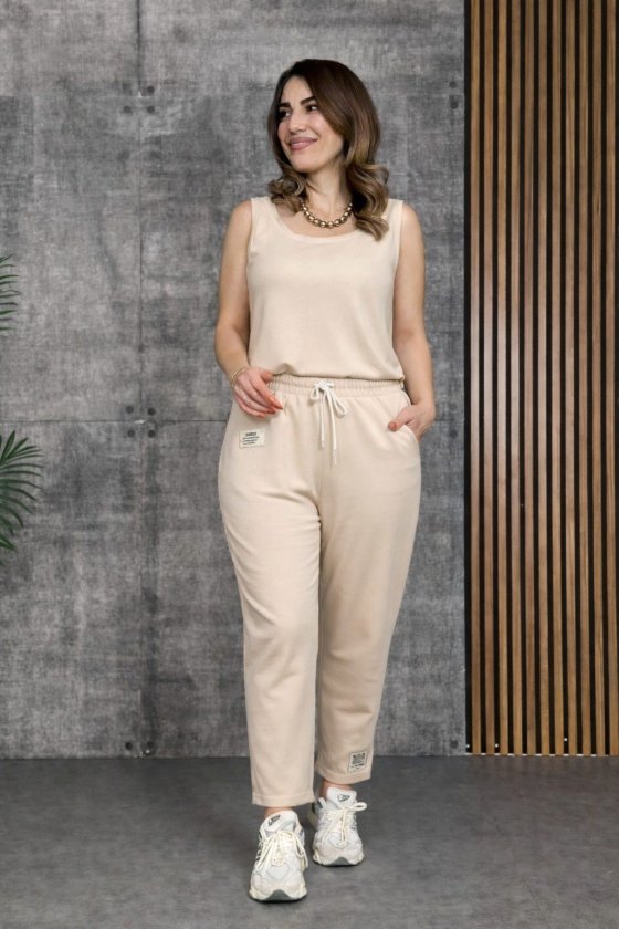 Kadın Askılı Yuvarlak Yaka Viskon Iki Iplik Bluz Ve Eşofman Altı Ikili Takım , 33359