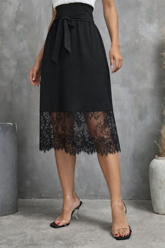 Kadın Askılı V Yakalı Dantelli Midi Viskon Elbise, 33598