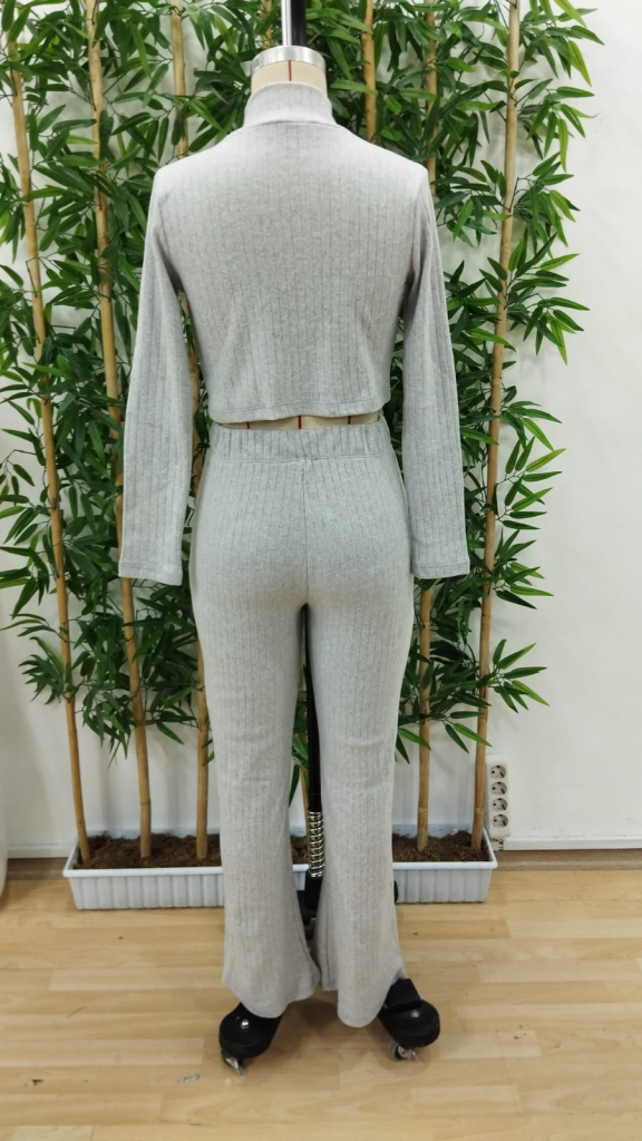 Kadın Uzun Kollu Balıkçı Yaka Krop Ve Pantolon şardonlu Kaşkorse Ikili Takım , 19726 - Image 8