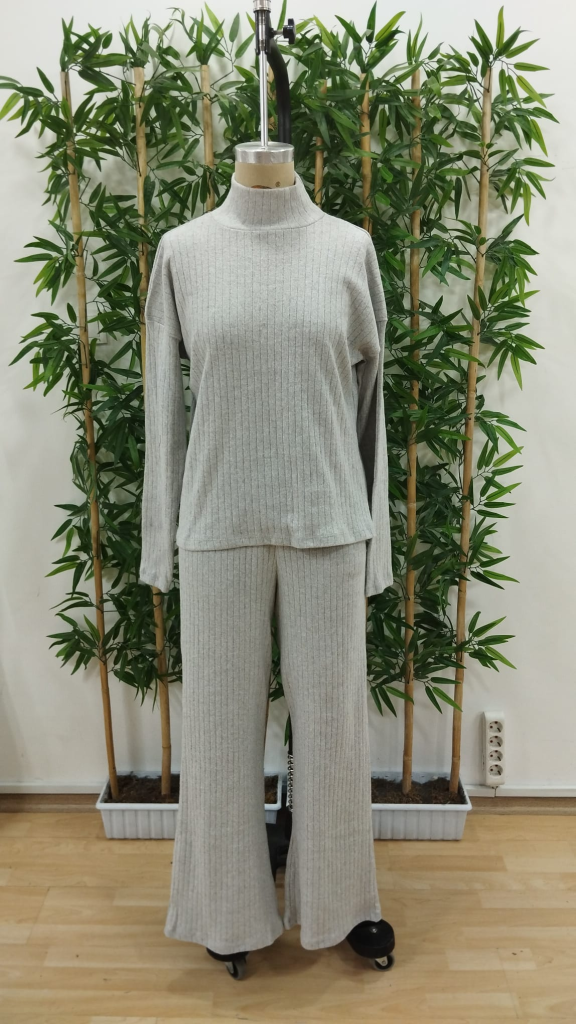 Kadın Uzun Kollu Balıkçı Yaka şardonlu Bluz Ve Pantolon Ikili Takım , 22202 - Image 7