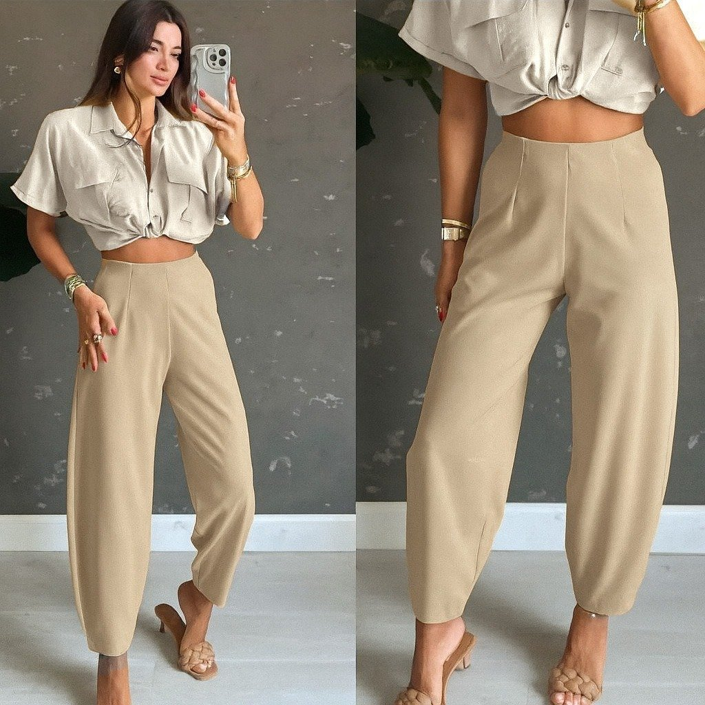 Kadın Yüksek Bel Krep Pantolon , 26983