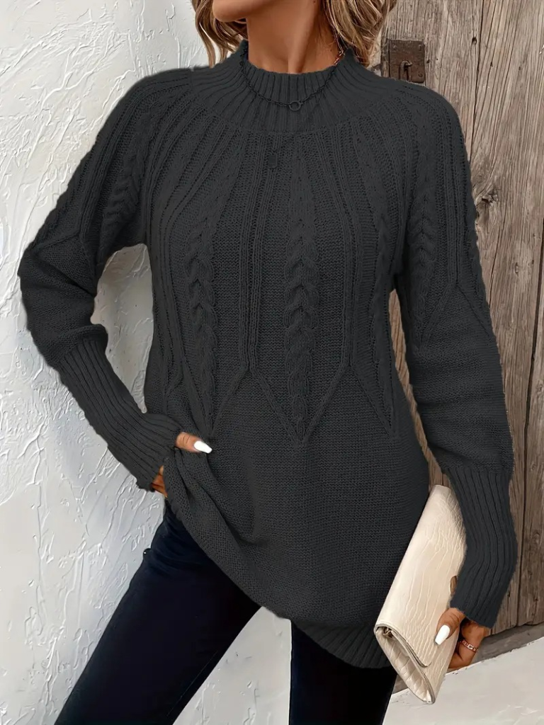 Kadın Uzun Kollu Yarı Balıkçı Yaka Triko Bluz , 23348 - Image 6
