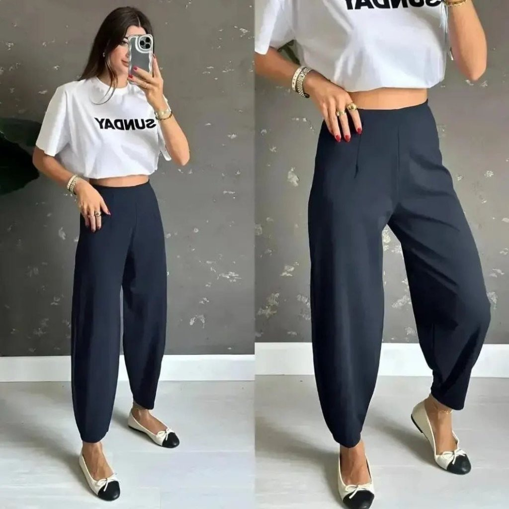 Kadın Yüksek Bel Krep Pantolon , 24612