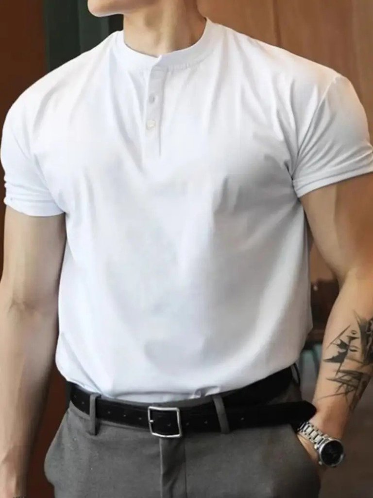 Erkek Kısa Kollu Hakim Yaka önü Düğmeli Viskon Bluz, 26882