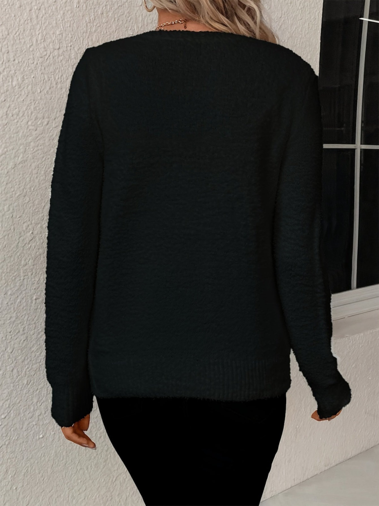 Kadın Uzun Kollu önden Düğmeli Kısa Triko Hırka, 23376 - Image 2