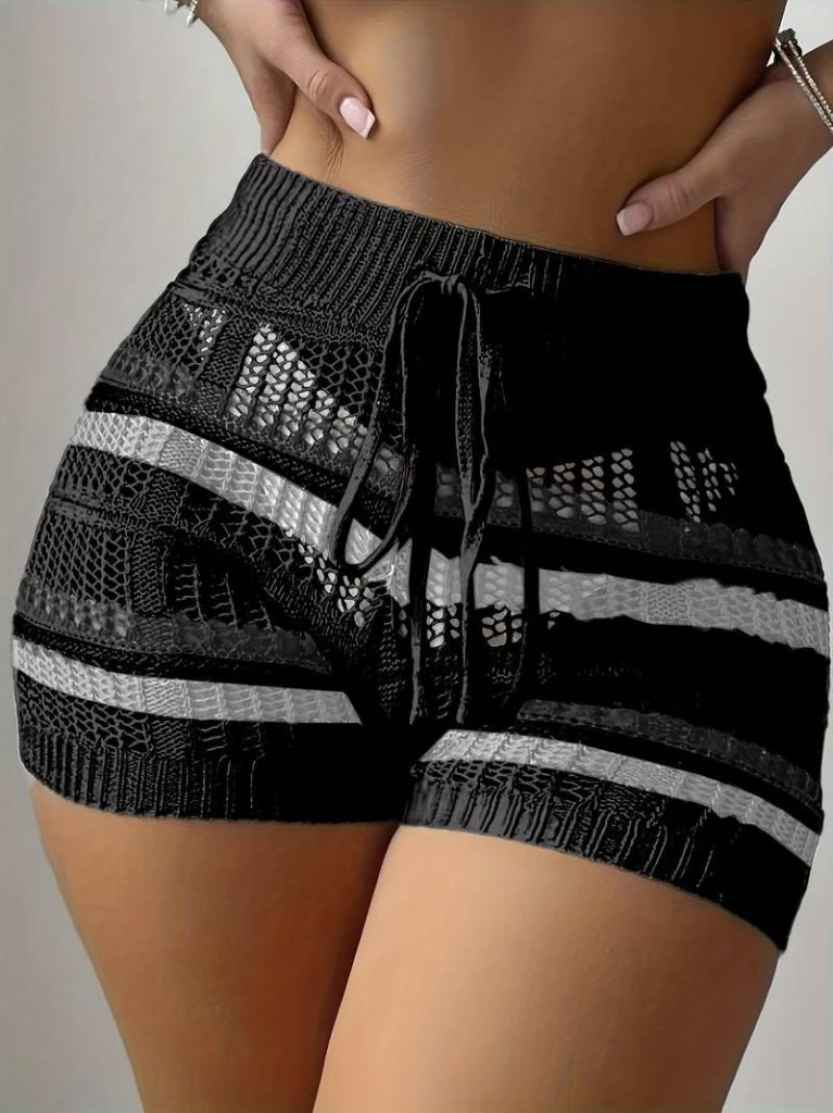 Kadın Belinden Bağlamalı Mini Triko Short , 18210