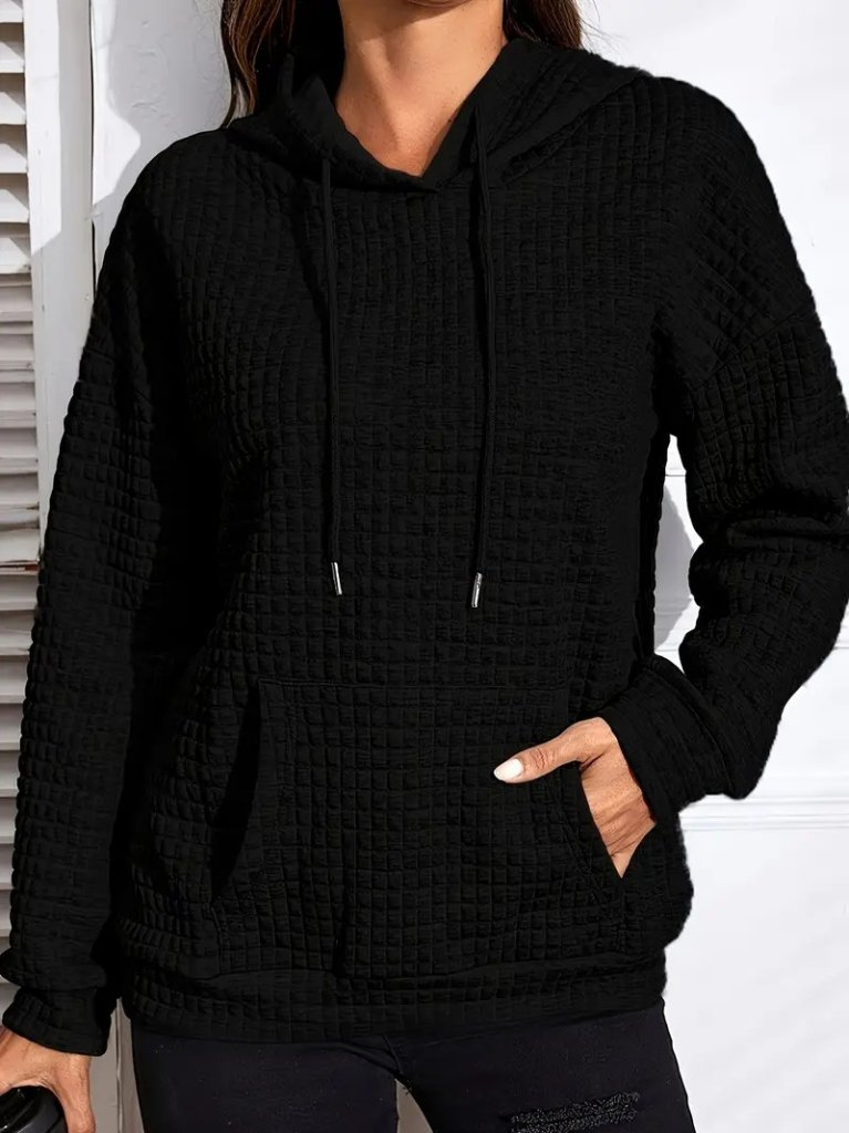 Kadın Uzun Kollu Kapşonlu Bağcıklı Cepli Capitone Sweatshirt , 19238