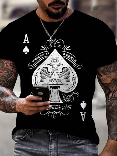 Erkek  Kısa Kollu Yuvarlak Yaka Desenli Viskon T-shirt , 18489