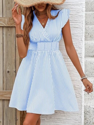 Kadın Kısa Kollu Kruvaze Yakalı Poplin Elbise, 26148