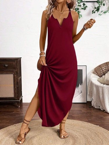 Kadın Askılı Yuvarlak Yaka Asimetrik Detaylı Viskon Elbise , 26292