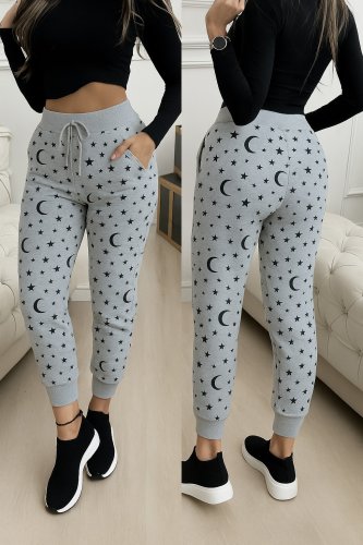 Kadın Yüksek Bel Bağcıklı Desenli Iki Iplik Pantolon , 29931