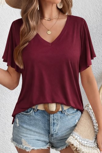 Kadın Kısa Kollu V Yakalı Viskon Bluz, 31378