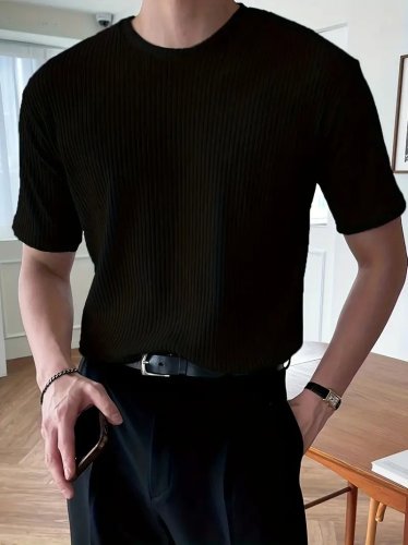 Erkek Kısa Kollu Bisiklet Yaka Triko Bluz, 23448