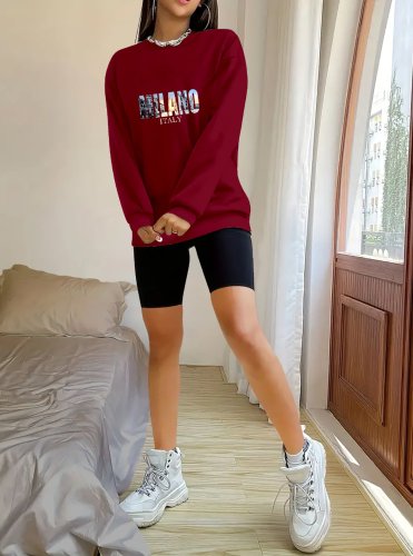 Kadın Uzun Kollu Bisiklet Yaka Desenli Viskon Iki Iplik Bluz, 23475