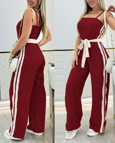 Kadın Ip Askılı Straplez Belden Kuşaklı Viskon Iki Iplik Tulum, 25288