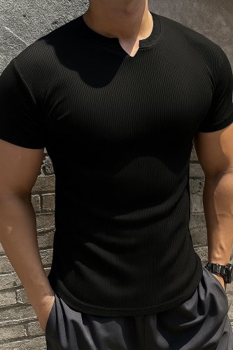 Erkek Kısa Kollu Bisiklet Yaka Burgu Bluz, 25372