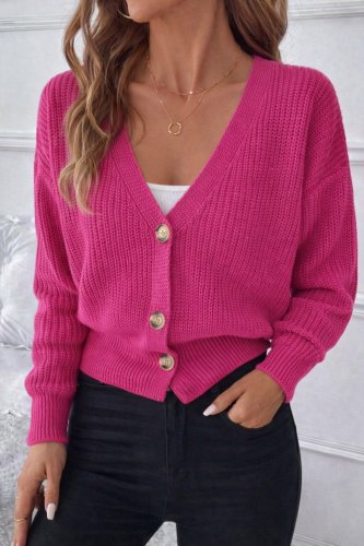 Kadın Uzun Kollu Düğme Detay Triko Bluz, 11494