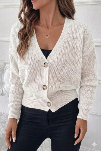 Düğme Detay Triko Bluz, 28346