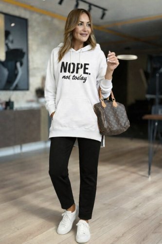 Kadın Uzun Kollu Kapşonlu Bağcıklı Viskon Iki Iplik Sweat, 23163