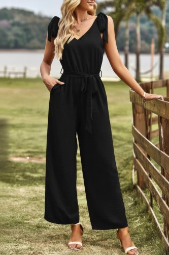 Kadın Omuzlardan Bağlamalı V Yakalı Beli Kuşaklı Aerobin Tulum, 30997