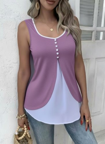 Kadın Askılı önden Düğmeli Asimetrik Detaylı çift Renkli Viskon Bluz , 31007